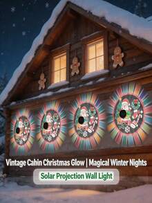 2pcs Christmas Solar Mandala Projection Wall Lights, LED Christmas Wall Lights, Outdoor Projection Lights, Suitable For Garden, Patio, Fence, Home, Party, Porch, Railing, Wall, Stairs, Hallway, Steps And Christmas Decoration - Mandala Wall Sconce - View 9