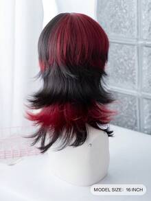 alicegarden 16-Inch Long Synthetic Wig Featuring A Natural Curly Hair Look A A Stunning Multicolor. Designed With Bangs , This False Hairpiece Is Perfect For Ms Daily Party Cosplay Use, Offering A Natural And Natural Durable Wig Gift For Ladies. - Multicolor - View 3