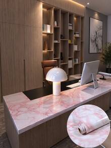 1 Roll Pink Marble Pattern Contact Paper, Glossy Peel And Stick Wallpaper, Waterproof And Oil-Resistant Self-Adhesive Vinyl Film, Suitable For Countertops, Kitchen Cabinets, Desks, Table Tops, Removable Rental Apartment And College Dorm Essentials - Multiple Styles and Colors - View 2
