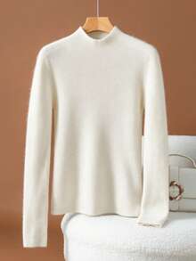 HEYMINI 100% Cashmere, Women's Soft & Comfortable Cashmere Sweater, Long Sleeve Regular Fit Knit Pullover, Autumn/Winter Fashion - White - View 11