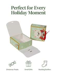 Cartoon Polar Bear Christmas Candy Gift Box With Red Ribbon, Suitable For Christmas Party Small Gifts Paper Box, Can Pack Cookies, Chocolates And Other Small Gifts - Christmas Polar Bear - View 4