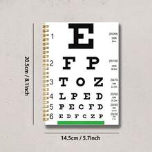 1pc A5 Spiral Coil Notebook - Ophthalmology Theme Spiral Notebook With Vision Chart Cover - Lined Paper, Suitable For School, Office Scenarios, Also As A Gift For Friends, Family, Teachers And Students, Lined Page Notebook Christmas Gift - A5 lined - View 2
