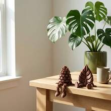 2/1pc Christmas Pine Cone & Leaf Mini Figurine, Cute Resin Hanging Leg Ornament, Unique Desktop Bookshelf Decor, Autumn Rustic Home Decoration, Special Gift For Book Lovers, Christmas Home Decor, Autumn Home Decor, Coffee Bar Countertop Ornament - Multicolor - View 4