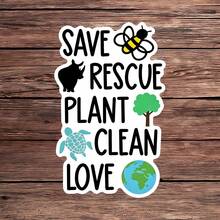 1PC Nature Decal Sticker, Save The Bees Climate Slogan Vinyl Sticker For Kindle Laptop, Waterproof Wildlife Sticker For Water Bottle Journal Travel Case, Positive Gift For Environmentalists - Multicolor - View 3