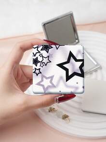 1PC Millennium Y2K Series Portable Folding Makeup Mirror, Lightweight Ultra-Thin Convenient Durable PU Leather, Suitable For Various Occasions Travel Party Work School, Suitable For All Ages - Multicolor - View 6