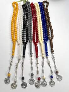 High Quality Resin Muslim Prayer Beads 45 Pieces Tasbih With Hollow Metal Pendant Islamic Prayer Beads Misbaha Eid Gift Multiple Colors Available - Multicolor - View 9