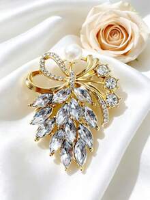 1pc Exquisite Bow Wheat Pearl Decor Brooch, Elegant Luxury Fashion Women's Lapel Pin, Suitable For Wedding, Banquet, Party, Daily Wear Fashion Decorative Accessory - Multicolor - View 6