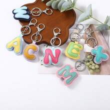 1pc Cute PU Alphabet Letter Keyring Wrist Lanyard Bag Pendant Halloween Party Travel Gift For Students Ladies Xmas - Multi-color 1 - View 2