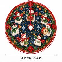 1pc Snowman Band Performance Pattern Christmas Tree Skirt, Elegant Color Holiday Decor, 5 Sizes, Unisex Holiday Gift, Suitable For Home And Party Christmas Home Decoration - Snowman Band Performance - View 14