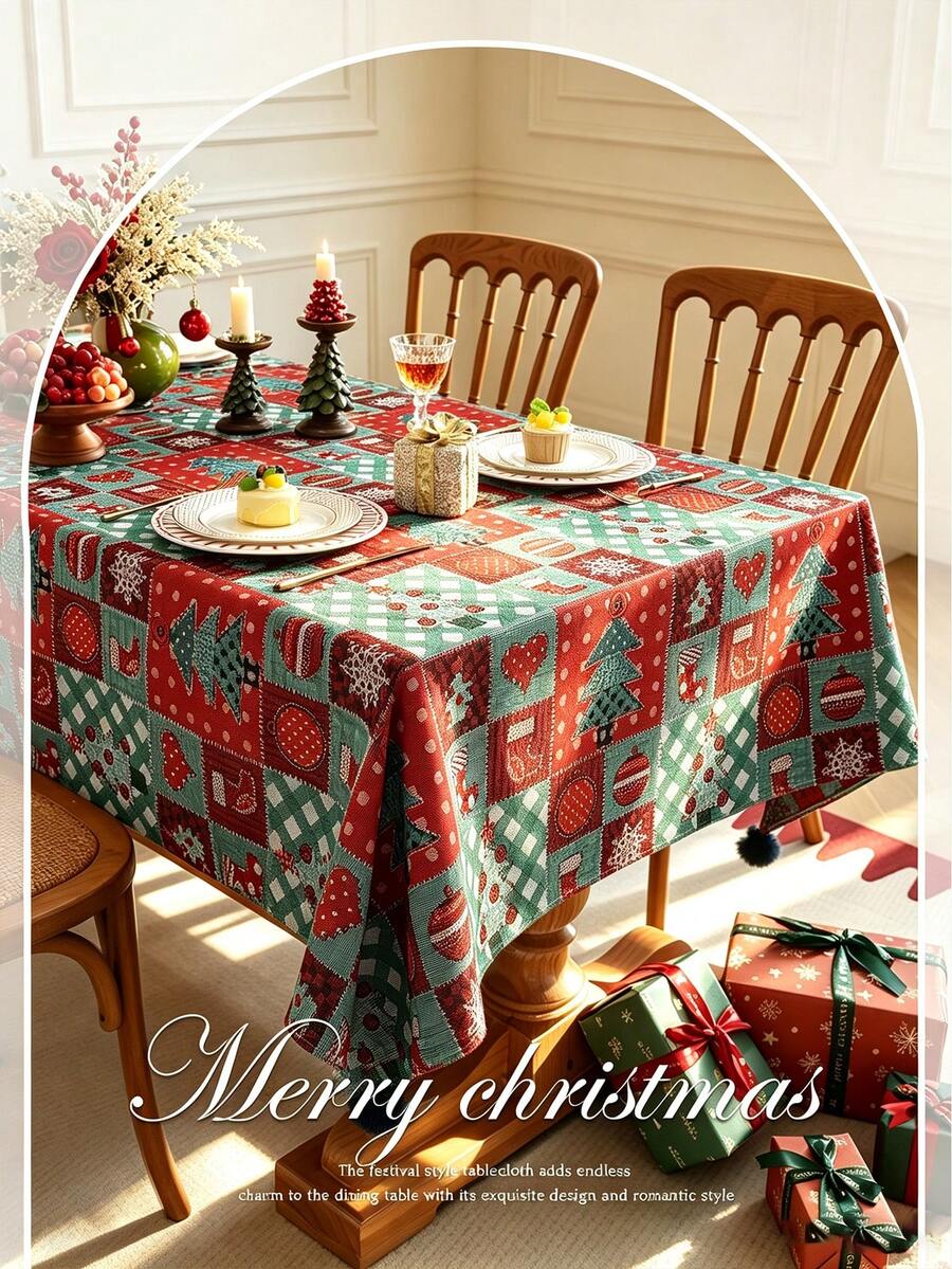 1 buah Taplak Meja Natal Jacquard dengan Dekorasi Pom Pom di Empat Sudut, Cocok untuk Ruang Tamu, Ruang Makan, Pesta, Dekorasi Rumah, Dekorasi Kamar, Dekorasi Meja, dan Hadiah Liburan, Tersedia Berbagai Ukuran, Sepanjang Musim, Dekorasi Meja Musim Gugur/Musim Dingin - MultiWarna - View 1