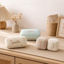 1 Set Starry Sky Fabric Milestone Block Set, Soft Fabric Baby Monthly Photo Props, Embroidered Number And Holiday Marker Blocks, Newborn Photography Accessories, Commemorative Baby Baptism Gift - Multicolor - View 12