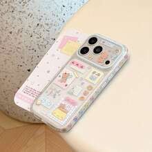 GUCADI Transparent Phone Case With Cute Pudding Bear And Blue Bear Collage Design, Suitable For Apple 17 And 18 Pro, Exquisite Design With Transparent Material And Heart Pattern On The Sides, Also Suitable For 15 And 16, Cute And Girly, Creative Design With Geometric Shapes And Cartoon Style, Unique Appearance With Strong Style - Clear - View 11