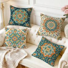 4pcs/1pc Vintage European Floral Mandala Pattern Pillow Covers, Single-Sided Printed Pillow Covers, Suitable For Living Room Bedroom Home Decor, All Season Pillow Covers - Multicolor - View 10