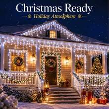 LED Outdoor Solar Icicle Lights, 45/96/150 LEDs, Featuring 8 Flashing Modes. Hanging Decorative Lights To Create Christmas Atmosphere, Suitable For Eaves, Gardens, Patios, Balconies, Parties And Wedding Decorations - Solar Icicle Lights - View 3
