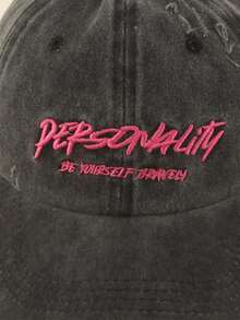 1pc Letter Casual Polyester Embroidered UV Protection Windproof Decorative Washed Baseball Cap Spring Summer - Letter Embroidery - View 7