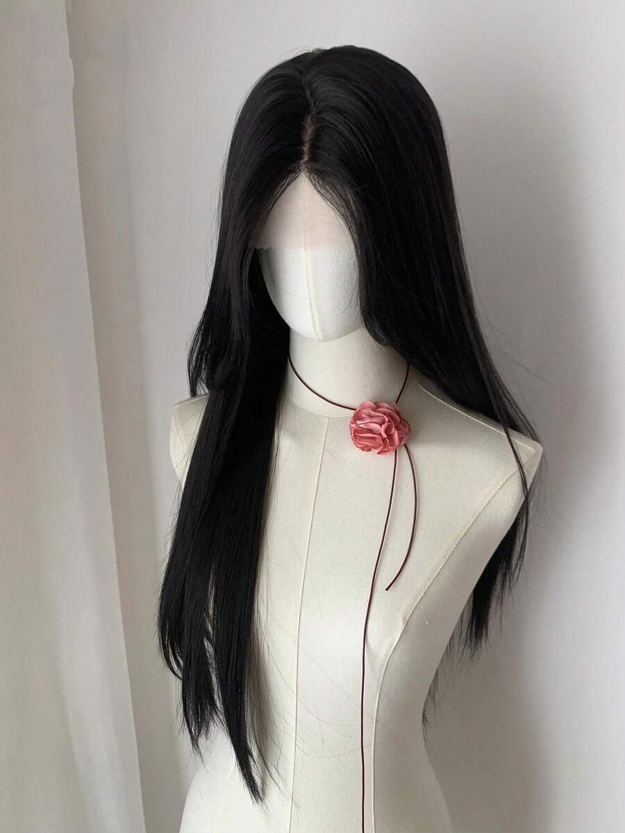 26 Inch Women's Black/Brown/Orange/White Straight Hair Wig, No Bangs, Heat Resistant, Elegant Smooth Versatile, Suitable For Christmas, Carnival, Suitable For All Women