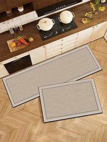 SANJIANGDI A Pc Of Premium Faux-Woven Texture Kitchen Mat,Made Of Soft 3.5mm Rubber Material, Absorbent And Easy To Clean, Suitable For Corridors, Bathrooms, Living Rooms, Outdoor Entrances, And Toilets, Applicable In All Seasons And Ideal For Various Occasions - Multicolor - View 2
