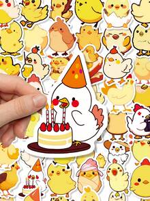 50Pcs Lovely Chick Stickers, Sweet Adorable Yellow Little Chicken Stickers, Waterproof Vinyl Decals For Phone Cases, Water Bottles, Laptops, Luggage, Journal, Scrapbook, Gift - Multicolor - View 4