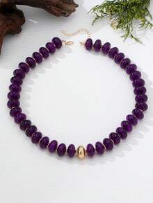 OABE 1pc Bohemian Style Flat Round Beaded Necklace With Single Gold Bead, Suitable For Women's Daily Wear, Multiple Colors Available - Flat Round CCB - View 21