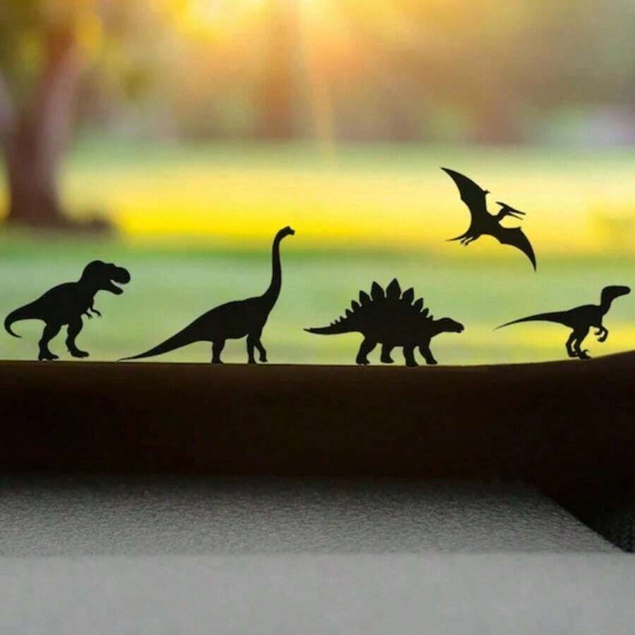 5 Sets Mini Dinosaur Easter Egg Sticker Set - Includes Velociraptor, Pterosaur And Vinyl Stickers For Car Windows