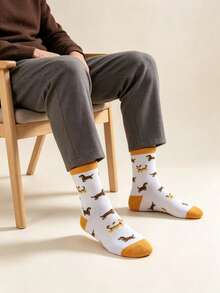 Men's 3-Stripe Striped Mid-Calf Socks, Autumn/Winter Vintage Versatile Casual Sports All-Match Socks - Light Grey - View 6