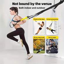 Suspension Trainer, Full Body Workout Adjustable Resistance Band, Pull-Up Assist Band, Door-Mounted Fitness Training Strap, Durable PP Material, Mixed Color Design, Suitable For Home And Outdoor Exercise, Gym Accessory - Multicolor - View 1