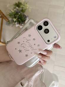 1件粉色天使女孩星星手機殼，少女感Ins風星星鑽石圖案手機殼，適用於Phone 18PROMAX/17PROMAX/13/14/15/16/17 Pro及Plus系列，手機配件，設計感時尚保護殼，耐用，適合科技愛好者、時尚達人，可愛，完美禮物 - 彩色 - 查看 4