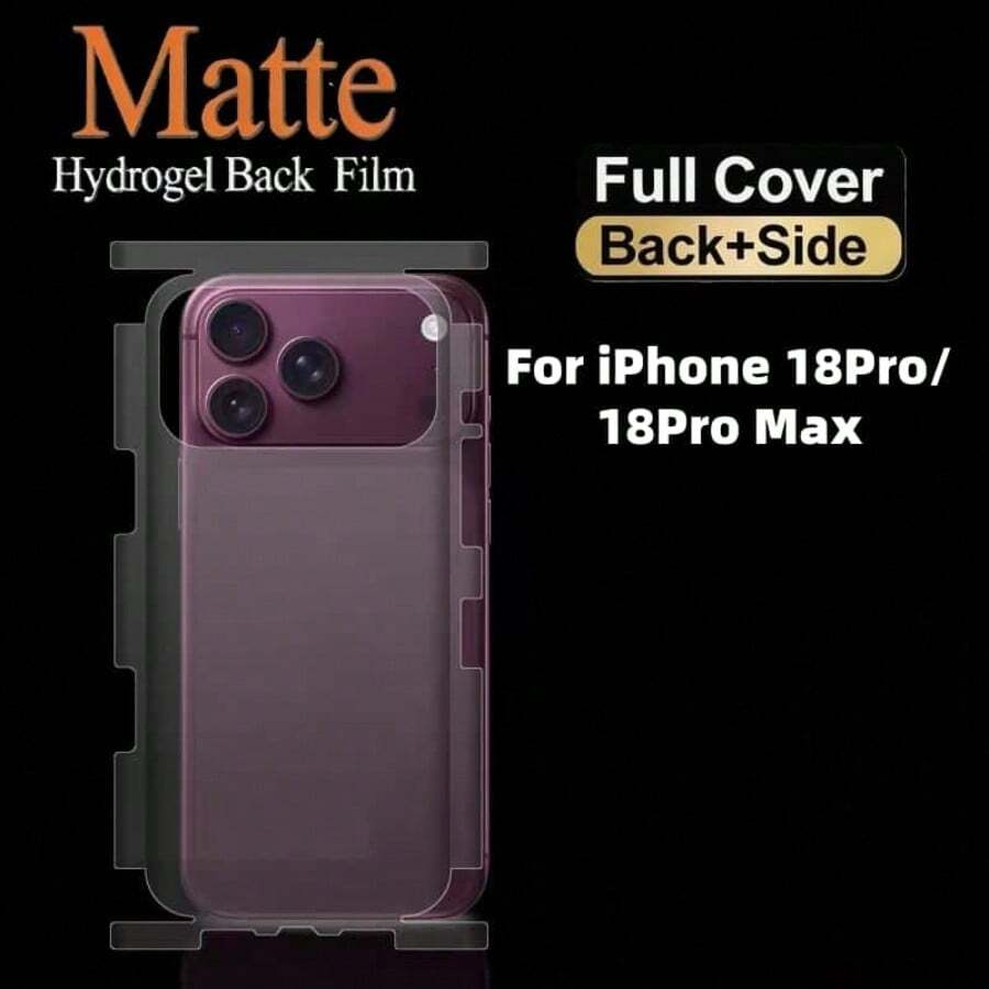 1 miếng dán bảo vệ mặt sau điện thoại Hydrogel mờ phủ toàn màn hình cho Apple 18 Series, phù hợp cho Apple 18 Pro / 18 Pro Max / 17 / 17 Pro / 17 Pro Max / Air Series, dán lưng tràn viền khung, siêu mỏng, chống rơi, miếng dán mềm - Trong sáng - Xem 1