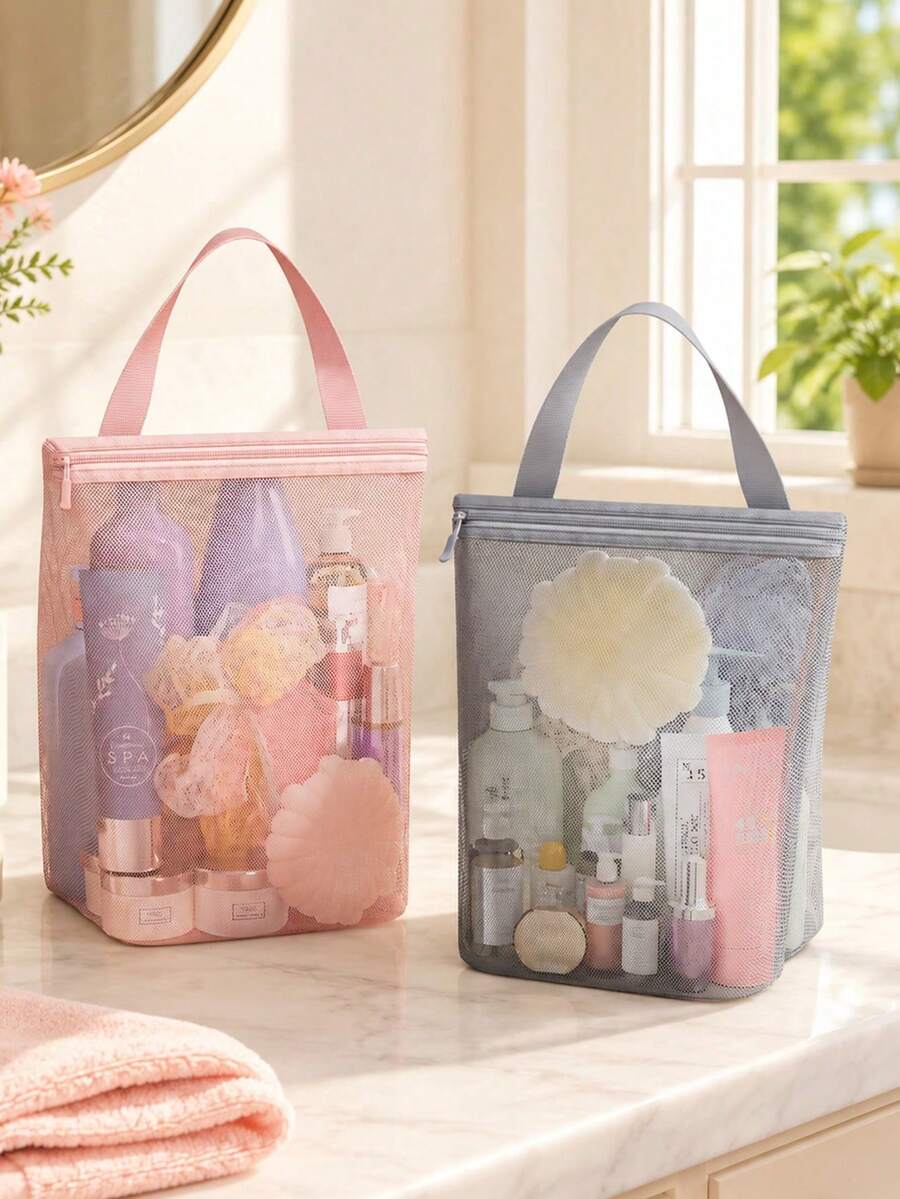 1/2/5pcs Large Waterproof Hanging Toiletry Storage Bag, Can Hold Coins And Small Items, Suitable For Home, Travel, Swimming, Gym, Dorm, Unisex Beach Storage Bag - Multicolor - View 1