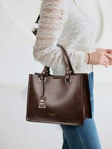 Women's Soft PU Leather Handbag Luxury Designer Style 3-Layer Shoulder Crossbody Bag Large Capacity Shopping Brand Messenger Tote Bag - Brown - View 12