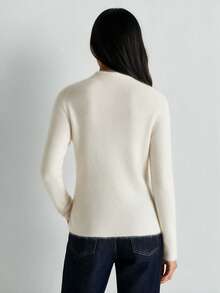 HEYMINI 100% Cashmere, Women's Soft & Comfortable Cashmere Sweater, Long Sleeve Regular Fit Knit Pullover, Autumn/Winter Fashion - White - View 8
