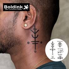 Boldink 1PC Healing Rune & Manifestation Temporary Tattoo Sticker, Waterproof Body Art Tattoo, Lasts 1-2 Weeks, Plant Juice Formula, And Gentle, Non-Irritating, Perfect For Daily Outfit Styling, Body Decoration, Unisex Chinese Style Gift, Must-Have For People - Black - View 3