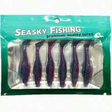 6 Floating T-Tail Soft Baits, TPR Paddle Tail Swimming Baits, Strong-Scent Fishing Soft Lures, Suitable For Freshwater And Saltwater, For Bass, Barracuda, And Trout Fishing - Multicolor - View 5