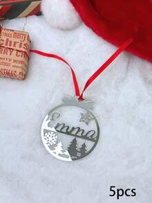 Custom Acrylic Christmas Decor - Personalized Name Pendant, Laser Cut Christmas Tree Ornament, 2026 First Christmas Gift For Family, Couples And Friends, Christmas Ball Name, Laser Cut Name Tag, Christmas Pendant, Red Hanging Rope - Multicolor - View 14