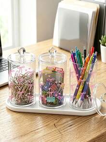 Bow-Adorned Storage Box-Ideal For Organizing Beauty Products Or Displaying Items On Your Desk. It Features A Transparent Design For Easy Visibility And Makes A Perfect Gift For Women For Christmas, Halloween, Or Thanksgiving. - Multicolor - View 7