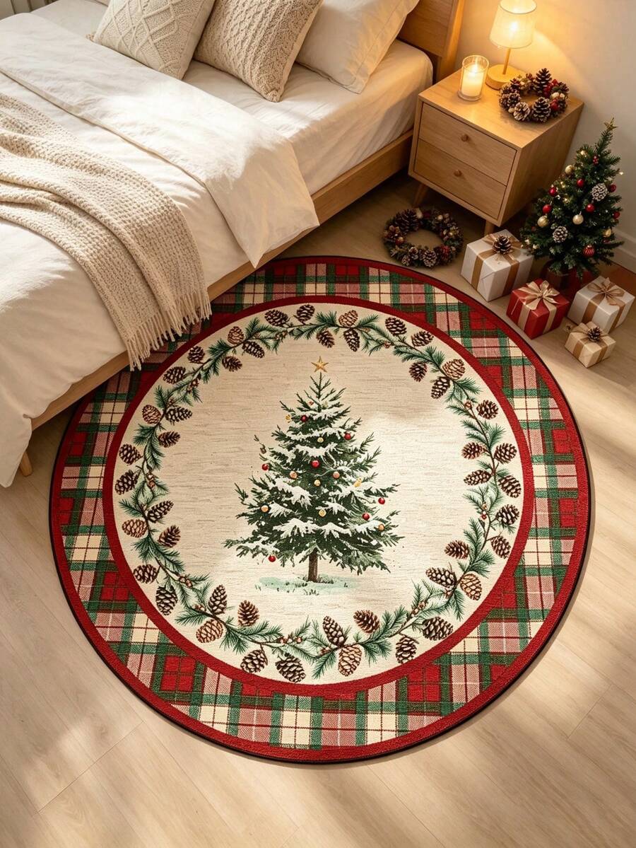 1 buah Karpet Bundar Edisi Terbatas Natal Gaya Rumah Pertanian, Karpet Lantai Motif Pohon Natal dan Kepingan Salju Kotak-kotak Buffalo, Karpet Dekoratif Musiman dengan Desain Liburan, Dekorasi Natal, Hadiah Natal yang Sempurna, Cocok untuk Perayaan Natal dan Tahun Baru, Karpet Dekoratif, Dekorasi Kamar Tidur, Karpet Kecil, Karpet, Dekorasi Rumah, Karpet Ruang Tamu, Karpet Kecil Ruang Tamu, Karpet Kamar Tidur, Dekorasi Rumah Ruang Tamu, Karpet Luar Ruangan, Meningkatkan Gaya Rumah, Cocok untuk Menambah Pesona Dekorasi Keluarga