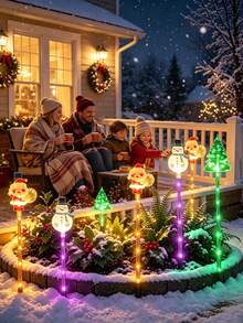 Christmas Solar Stake Lights, Santa Claus Snowman Christmas Tree Shaped LED Yard Lights, 8 Lighting Modes, IP65 Waterproof, Auto On At Dusk, Solar Powered Outdoor Christmas Decoration, Suitable For Garden Lawn Yard Patio - Multicolor - View 4