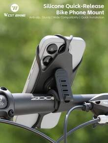 WEST BIKING Silicone Bike Phone Holder Quick To Install Soft And Shock Absorbing For Road Bikes Mountain Bikes And Motorcycle Riding Gear - Multicolor - View 2