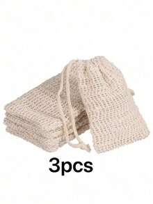 1/2/3pcs Reusable Exfoliating Soap Bags, Jute Drawstring Soap Bags, Easy To Lather And Dry, Remove Dirt And Dead Skin, Ideal Tool For Body Cleansing, Perfect For Bathroom Accessories And Home Bathroom Decor, Especially Suitable For Summer Use. - Multicolor - View 7