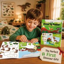 Dinosaur Sticker Book For Kids 3-6, 238Pcs DIY Coloring Glitter Mosaic Puzzle, Sticker By Number 3D Geometric Early Education Toy, Reusable Sensory Travel Quiet Book, Preschool Learning Activities, Party Favors, Goodie Bag Filler, Back To School Gift - Green - View 6