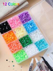 GO2CJBEADS 1 Set Resin Jelly Rhinestone Bedazzling Kit, 42 Grid Colorful Flat Gems Rhinestone With Storage Box, Tweezers And B-7000 For Handmade Crafts - Rhinestone Set - View 5
