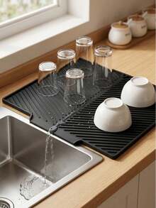 1pc Foldable Silicone Dish Drying Mat, Kitchen Sink Countertop Protector, Heat-Resistant, Shock-Absorbing, Noise-Reducing, Soft Roll-Up Design, Space-Saving Storage, Multi-Purpose Kitchen Accessory For Tableware And Fruit/Vegetable Draining, Heat-Resistant And Non-Deforming, Easy To Clean, Suitable For Home Kitchen, Restaurant Bar, Dorm Kitchen - Multicolor - View 13