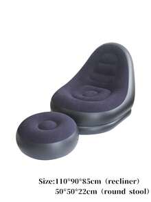 Single Inflatable Air Sofa With Matching Foot Stool, Soft Flocked PVC Ergonomic Lounge Chair, Foldable Portable Inflatable Couch For Home Living Room, Backyard, Camping - A - View 19