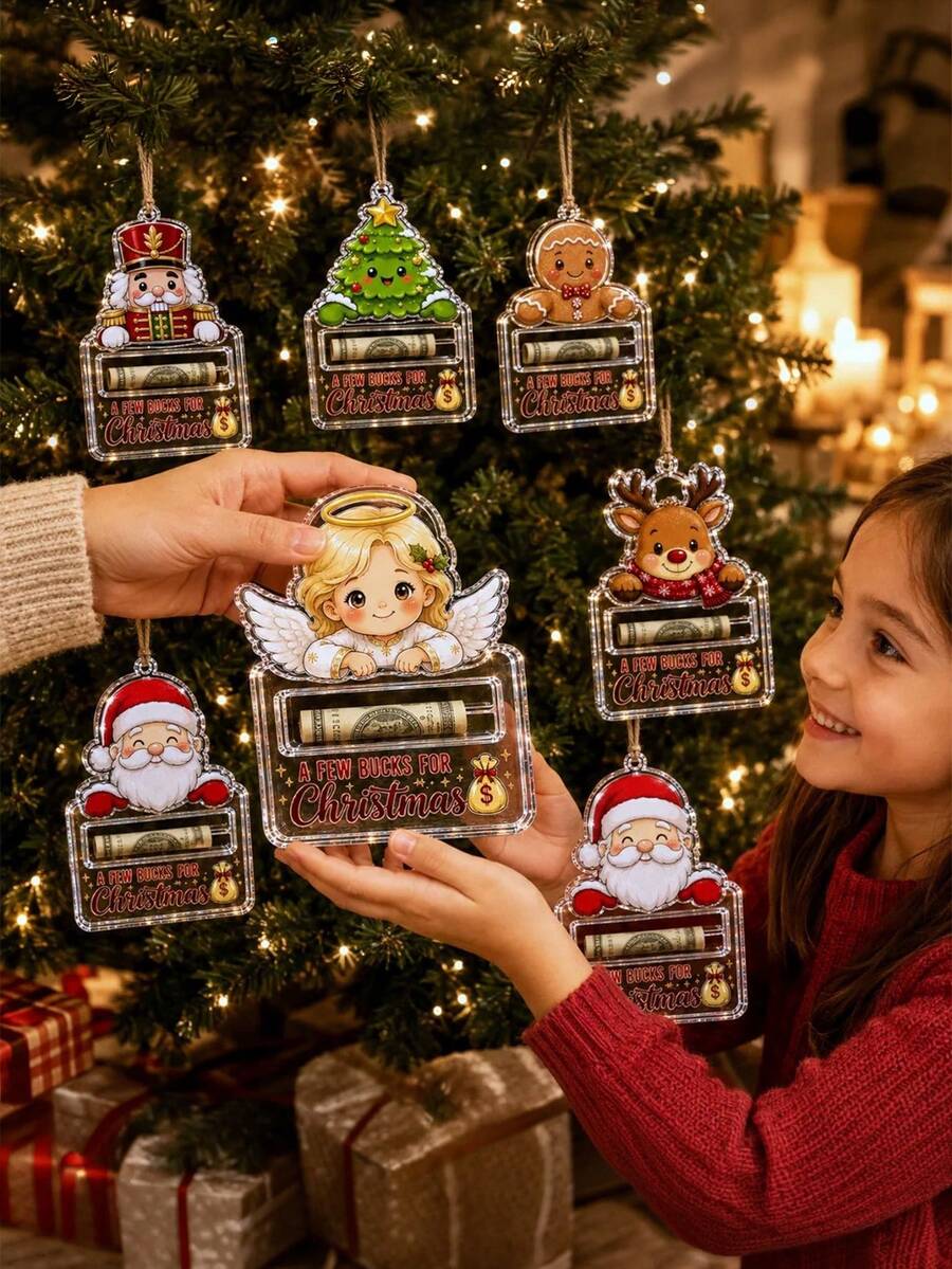 1pc Cash Gift & Decor Acrylic Cash Holder Pendant, Can Be Used As Daily Hanging Ornament, Christmas Tree Decoration With Festive Atmosphere - Christmas Style - View 1