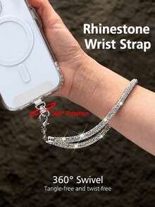 Rhinestone Phone Lanyard Wrist Strap Anti-Loss Rope Women's Fashion Hanging Chain Full Rhinestone Halter New Luxury High-End Phone Case Crossbody Lanyard Wearable Sparkling Rhinestone Pendant - Multicolor - View 3