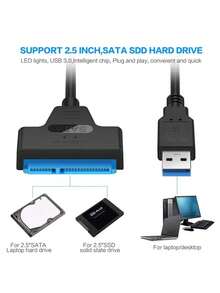 SATA To USB 3.0 / 2.0 Cable For 2.5 Inch External HDD SSD Hard Drive SATA 3 22 Pin Adapter USB 3.0 To Sata III Cord Up To 6 Gbp - View 2