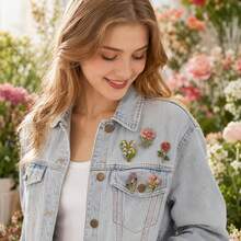 12pcs/Set Monthly Flower Enamel Pin Color Blocking Fashion Decorative Badge Ornaments Lapel Bag Badges Gifts - Multicolor - View 4
