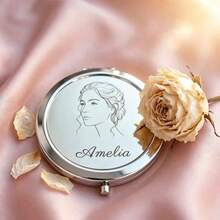 Personalized Portrait Pocket Mirror Wedding Favor Custom Name Compact Mirror Wedding Favor Keepsake - Multi-color - Portrait Mirror - View 8