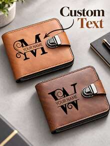 Personalized Men's Wallet With Custom Name & Initial, Custom Bifold Wallet, Card Holder, Personalized Wallet, Birthday Anniversary Gift For Him - Multicolor - View 11