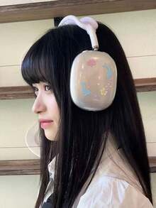 Fashionable New Transparent Over-Ear Headphone Case With Fish And Flower Painted Design, Compatible With Apple - Clear - View 2